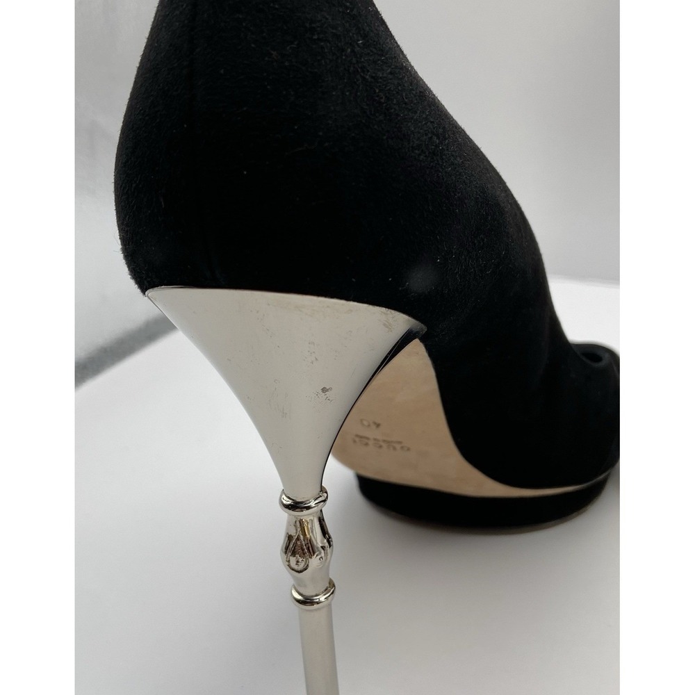 Gucci Black Suede Heels Peep Toe Women EU 40 Formal Stiletto Pumps - Picture 10 of 14